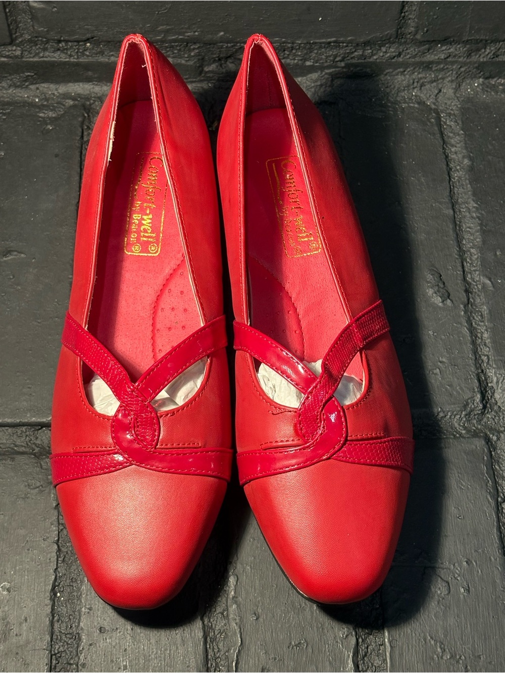 Beacon Women’s Red Leather Slip-On Flats